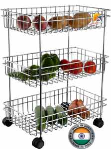 AMAZING MALL Stainless Steel 3 Layer Fruit and Vegetable Basket Stand