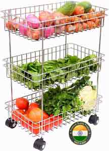 Swadhin 3 Layer Fruit and Vegetable Stand-Basket-Trolley Modern Kitchen Storage Rack